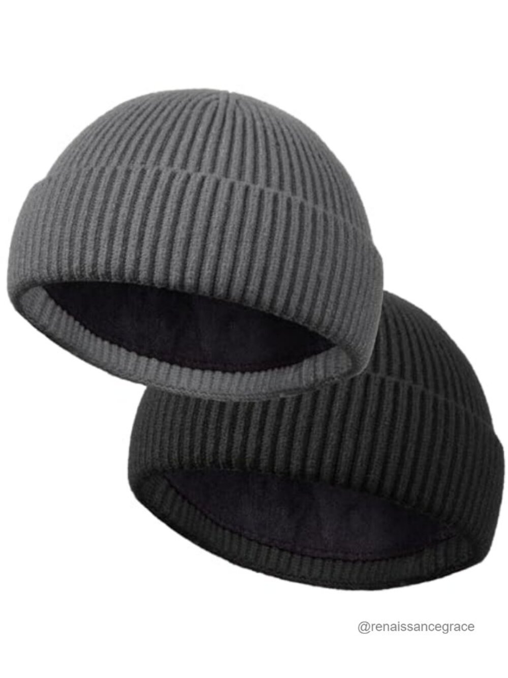 Wool Fisherman Beanie for Men Women Fleece Lined Knit Skull Cap